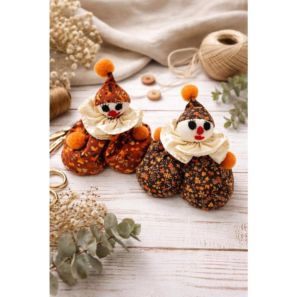 Vintage Style Handmade Clown Plush Dolls - Set of 2